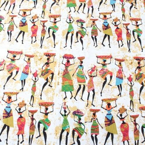 African Women Linen Cotton Fabric Patchwork Linen Material Sewing Crafts Home Decor 57" wide