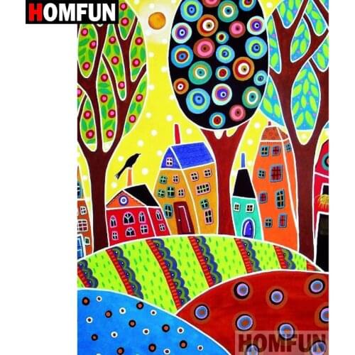 HOMFUN 5D DIY Diamond Painting Full Square/Round Drill "Cartoon house" 3D Embroidery Cross Stitch gift Home Decor A04123