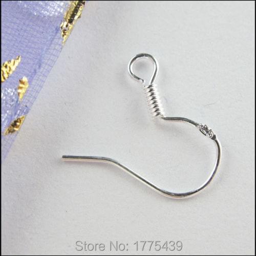 Free Shipping (50Pcs=1Lot ! ) Sterling Silver color Ear Wire Hook 19MM With Spring and Ball For Jewelry Making DIY