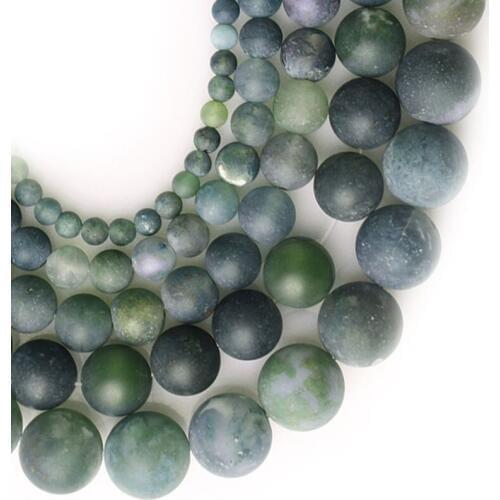 6-12mm Round Matte Frost Green Tree Moss Agates Beads For Jewelry Making Beads Bracelets 15'' Needlework DIY Beads Trinket Gift