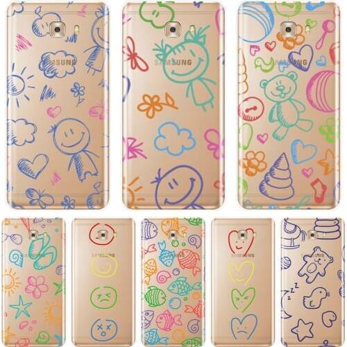 Back Cover For Samsung Galaxy C5 C7 C9 Pro Soft Silicone Heart Smile Graffiti Girl Phone Case For Samsung Galaxy C5 C7 C8 Case