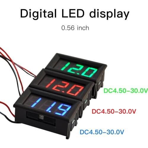 0.56 "digital LED display 3 digit DC 4.5V-30V voltmeter tester three wire with shell voltage surface plate voltage tester
