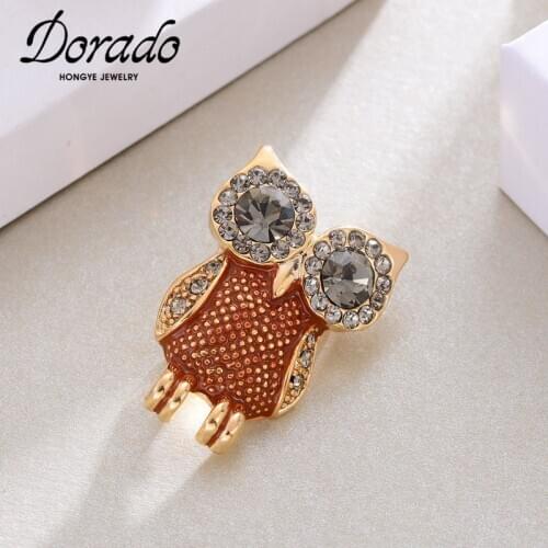 Dorado New Arrival Zircon Tiny Owl Brooches For Women Retro Party Pins Clothing Fashion Geometric Lady Bird Jewelry Collections