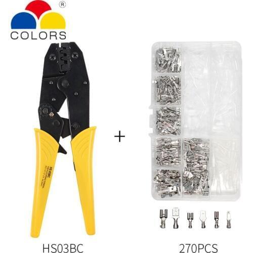 Hs-03bc+270PCS kit wire crimping plier 0.5-6mm2 20-14AWG precision jaw with 270pcs/lot TAB 2.8 4.8 6.3 terminals sets tools