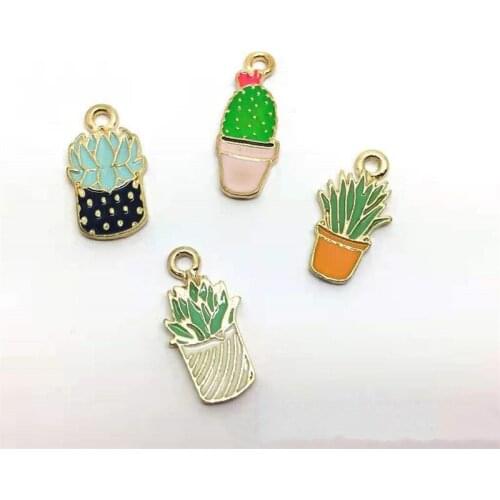 Creative Cartoon Plant Potted Dripping Alloy Lady Jewelry Accessories DIY Handmade Necklace Bracelet Pendant Material Wholesales