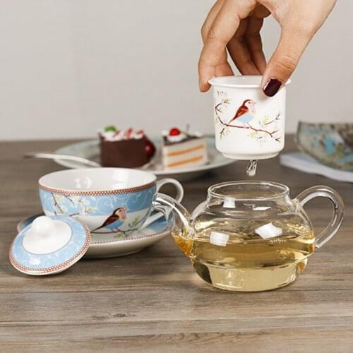 Creative fashion child health pot ceramic flower teapot set heat-resistant glass tea set teapot