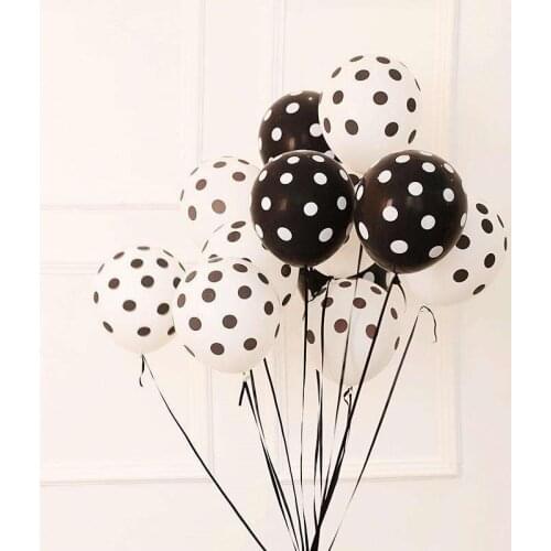20pcs Black white Printing Polka dot latex helium balloons baby Birthday party wedding Festival party Decorations kids