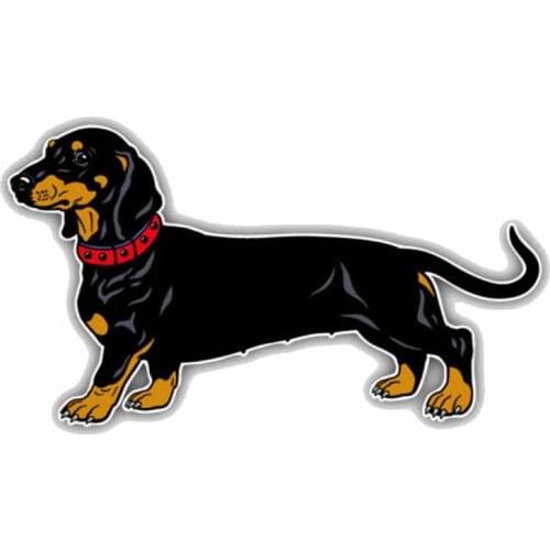 Hot Sell Creative Cartoon Lovely Smooth Haired Dachshund Car Sticker Motorcycle Superior Quality Vinyl Decals Anti-UV PVC
