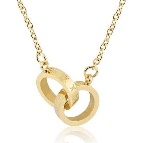 Hot Sale New Fashion Roman Numeral Double Circle Interlocking Woman Necklace For Women Jewelry Wholesale