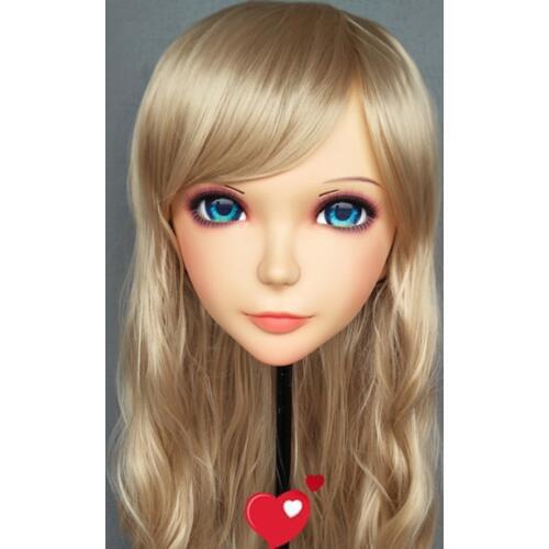 Mei-02)Female Sweet Girl Resin Half Head Kigurumi BJD Eyes Crossdress Cosplay Japanese Anime Role Lolita Mask With Eyes And Wig