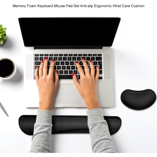 Memory Foam Mechanical Soft Keyboard Mouse Pad Set Ergonomic Wrist Rest Hand Support Cushion for Office Computer Laptop