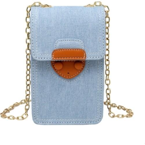 Fashion Denim Phone Purses Chain Crossbody Bags For Women 2021 New Lady Blue Shoulder Bag High Quality Mini Messenger Bag Female