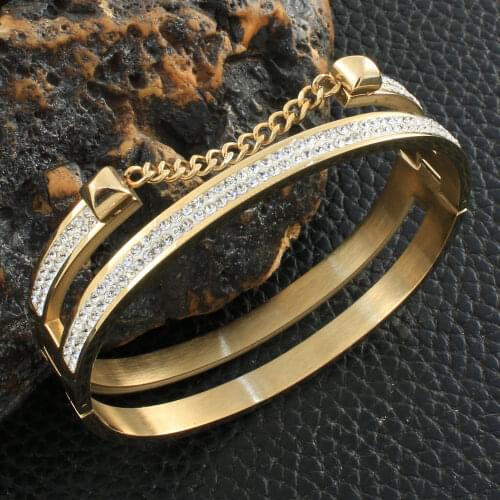 Fashion Stainless Steel Jewelry Simple Bangle Bracelet 2 Color Hot For Women Gift BDNZAECA
