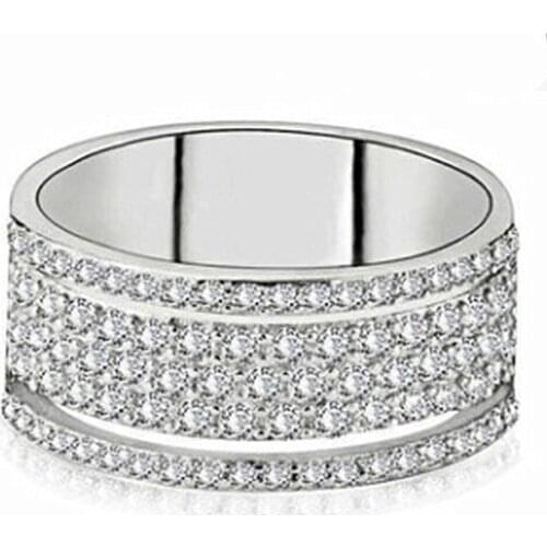 Modyle 5 Row Silver Color Stainless Steel Wedding Rings Brand Crystal Jewelry Fashion Women Men Unisex Luxury Rings Wholesale