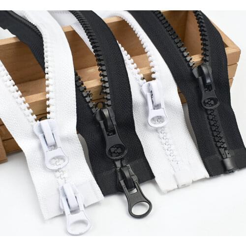 2pcs 8# Black White Resin Zipper Eco-friendly Open-end Zippers for Jackets Coat Sleeping Bag Tent Zips DIY Sewing Accessories