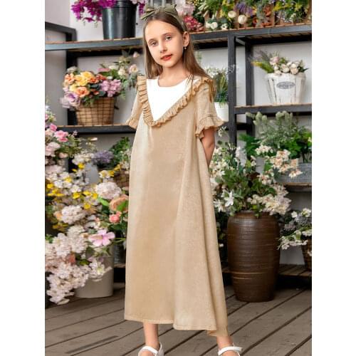 Muslim Girls Dress Striped Lace-up Moroccan Hijab Dresses Children Kids Islamic Clothing A-line Vestido Kaftan Abaya Elbise 2020