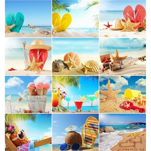 AZQSD 40x50cm Oil Painting By Numbers Beach Handpainted Gift DIY Adult Coloring By Numbers Seaside Scenery Decor For Home