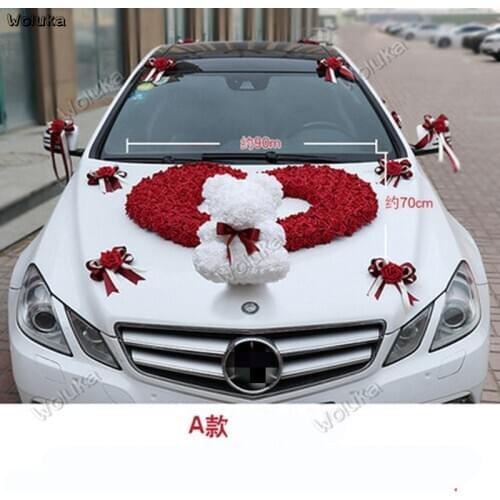 PE rose bear master wedding car decoration set knot wedding car team decoration bear marriage room layout CD50 Q03