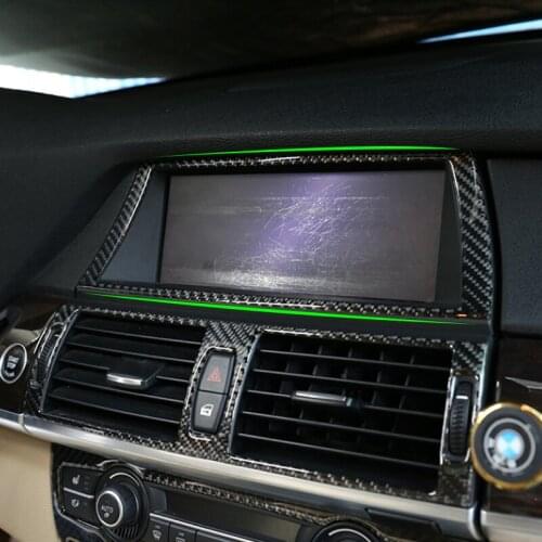Carbon Fiber Center Control Navigation Panel Cover Sticker Trim For BMW X5 E70 X6 E71 2008 2009 2010 2011 2012 2013