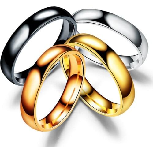 Wholesale Party Gifts Stainless steel fashion glossy 4 color couple ring men and women classic jewelry