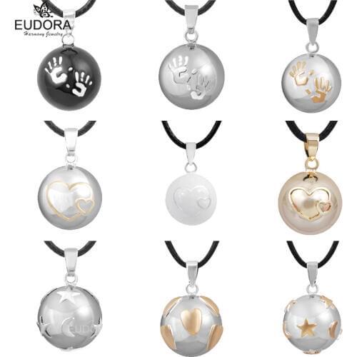 Baby Handprint Double Hearts Stars And Moon Pattern Mexican Bola Harmony Pregnancy Pendant Maternity Ball Angel Necklace