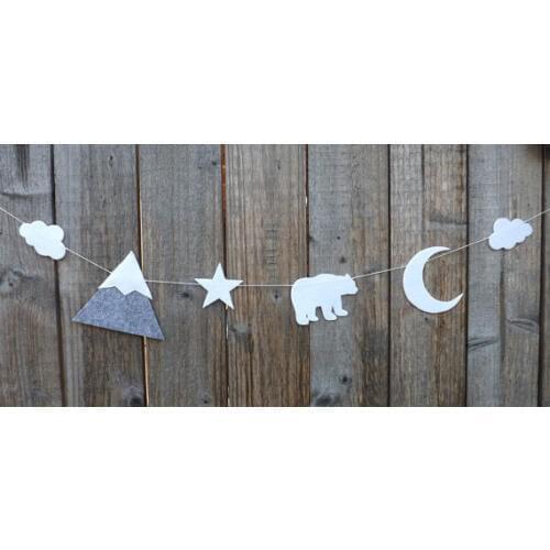 Polar Bear Moon North Pole Alaska felt Garlands Christening buntings nursery banners wedding birthday bridal baby shower decor