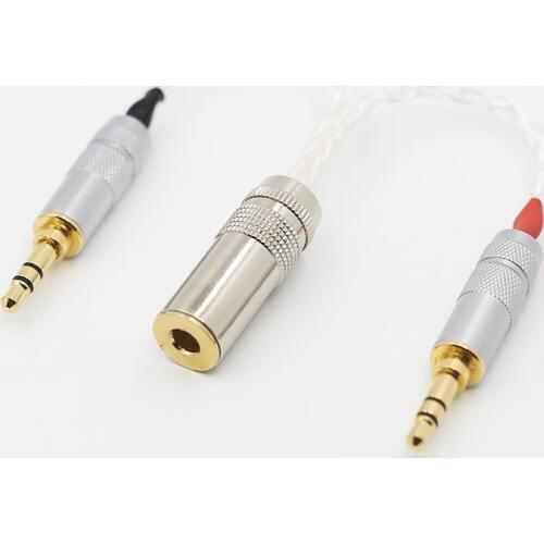 Silver plated 2x 3.5mm Male to 4.4mm Balanced Female Cable for PHA-3 Pono Player