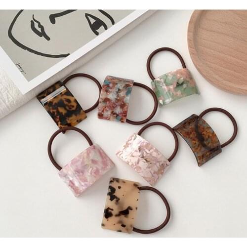 Retro Hair Rope Geometric Hair Rope Handmade Elastic Plaid Curved Board Ponytail Holder Hair Accessory