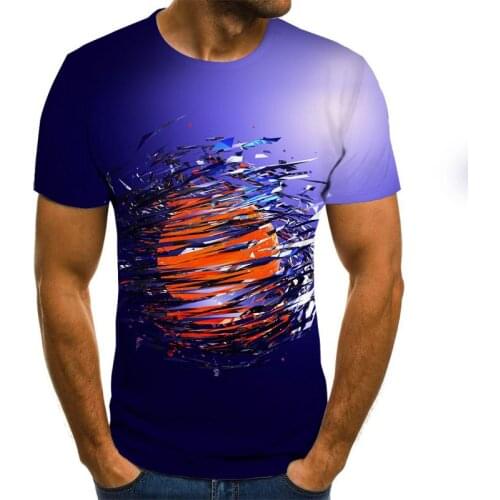 Ew mens 3DT shirt top casual short-sleeved O-neck fashion color flower 3D T-shirt for men and women high-quality brand T-shirt