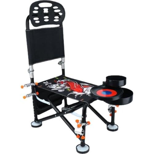 Cushion fishing chair high back folding recliner aluminum alloy fishing chair fishing stool wild fishing lifting fishing chair