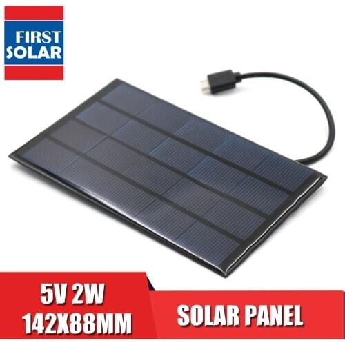 Micro USB Android Solar Panel 2W 5V Solar Cells Charger Pane Fast DIY Outdoor Battery Polysilicon Portable Travel Tablet