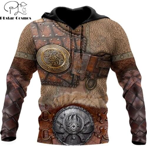 Viking Armor Tattoo 3D Printed Autumn Men Hoodies Unisex Pullovers Zip Hoodie Casual Streetwear Tracksuit Cosplay costume DW639