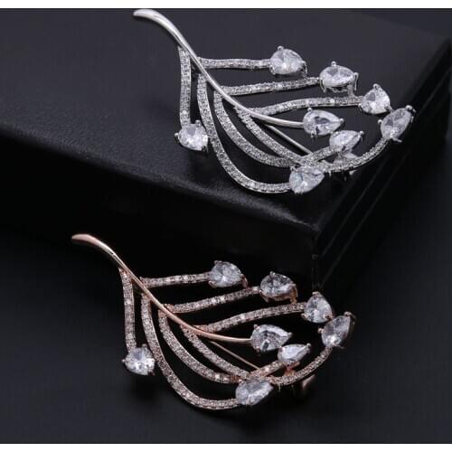 Womens leaf 3A zircon Brooch high quality Brooch accessories popular jewelry