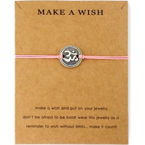 Yoga Buddha Lotus OM OHM Mala Chakra Charms Bracelets Adjustable String Jewelry Women Men Boys Girls Unisex Gift