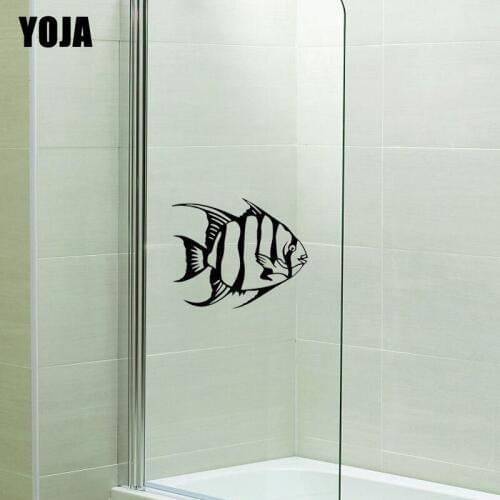 YOJA 20X27.1CM Beautiful Striped Fish Bathroom Glass Decal Kitchen Home Wall Sticker G2-0208