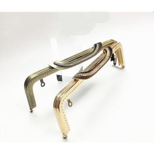 Luxury bronze golden color knurling purse frame diamond handle women handbag metal clasp hardware accessories 3pcs/lot