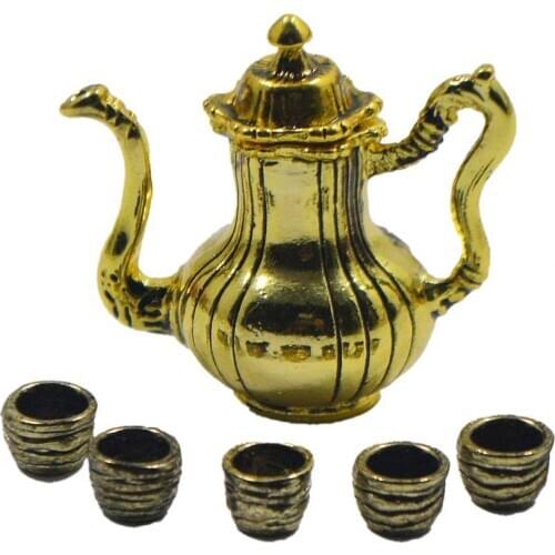 1/12 Dollhouse Mini Cute Solid Color Kitchen Teapots Cup Set Model Decor Toy Decorative Ornaments For Mini Kitchen Scences