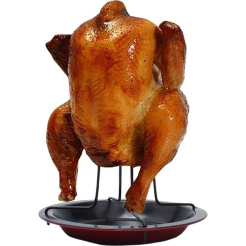 1PC Kitchen Outdoor BBQ Tools Chicken Duck Holder Rack Grill Stand Roasting for BBQ Rib Non Stick Carbon Steel Grilling Tools