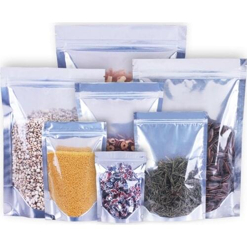 100pcs Aluminum Foil Bag Self Seal Zipper Ziplock Food Packaging Bag Hologram Zipper Bags Pouches Baking Retail Plastic Gift Bag