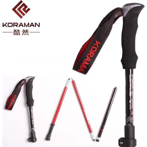 High Quality 2020 Outdoor Telescopic folding sticks carbon alloy lock multifunctional mountaineering walking stick Straight Grip