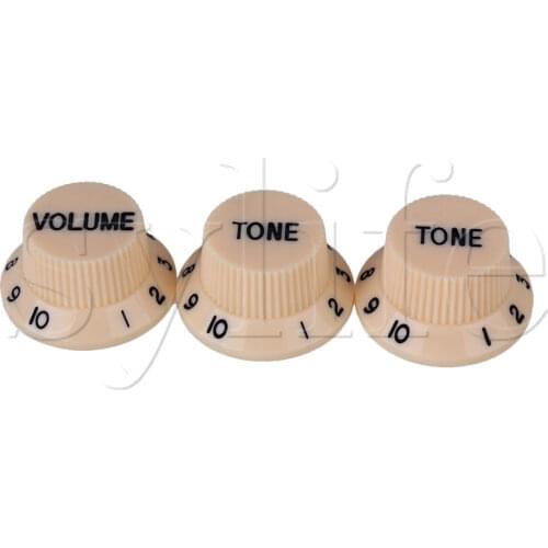 3pcs 1V2T Guitar Volume and Tone Knobs Cream for Electric Guitar w/ Black Number