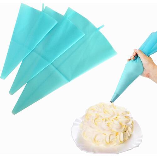 3pcs / set Silicone Reusable Icing Piping Bag Cream Pastry Bag for Russian Nozzle Tips Set Cake Cupcake DIY Decorating Tool