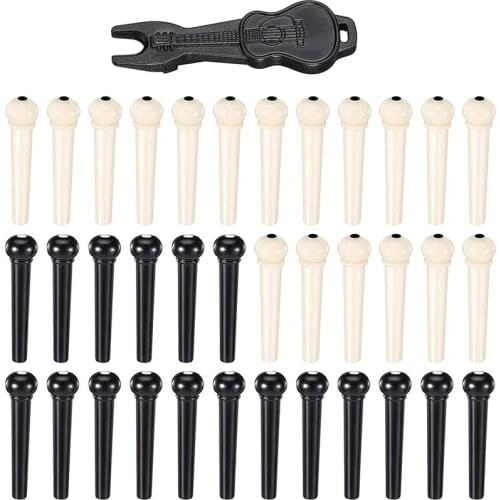 36 Pieces Acoustic Guitar Bridge Pins Pegs in White and Black with 1 Piece Bridge Pin Puller Remover in Guitar