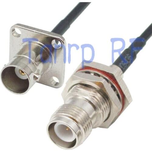 50CM Pigtail coaxial jumper cable RG174 extension 20in RP-TNC female jack to BNC female with 4 hole panel RF connector adapter