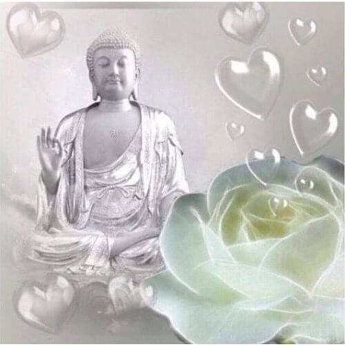 5D DIY Diamond Painting Home Decor Full Drill Picture Of Transparent Buddha statue and love cross stitch mosaic embroidery