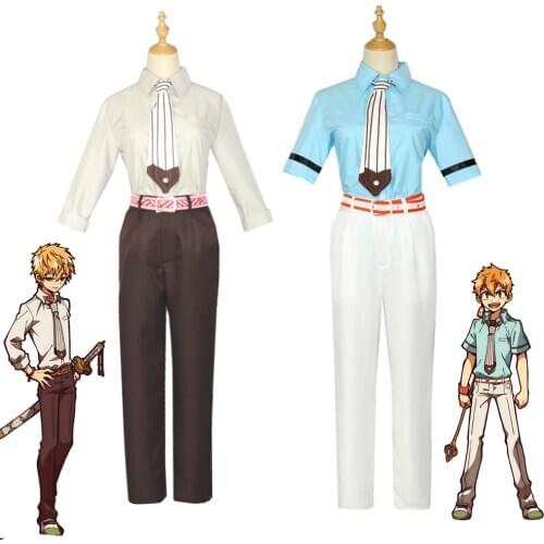 Anime Toilet-Bound Jibaku Shounen Minamoto Kou Minamoto Teru Uniform Cosplay Costume Halloween Party T Shirt Pants Outfit Set