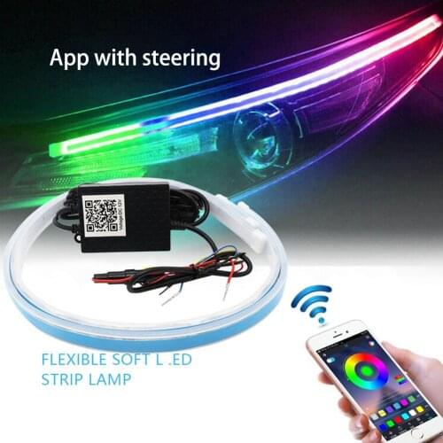 Car Sequential Light Flowing Rgb Daytime Running Light Drl 7color Led Signal Light Strip Turn Signal Lights