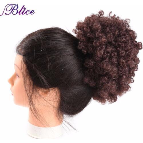 Blice Pure Color Womens Curly Chignon with Two Plastic Clips Synthetic Hair Extensions 86 G/Piece