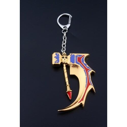 Game Dota 2 Anti Mage Weapon Gold Basher Alloy Key Chains Keychain Keyring Key Chain Accessories