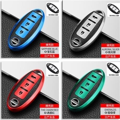 Key Case Cover For Nissan Teana X-Trail Qashqai Note Livina Versa Maxima Altima Rogue Armada Remote Car Keychain Fob TPU PU Bag